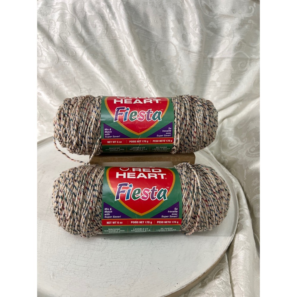 Red Heart Fiesta Yarn 2 Skeins 6334 Buff Acrylic Nylon Blend 6oz Each 4 Ply